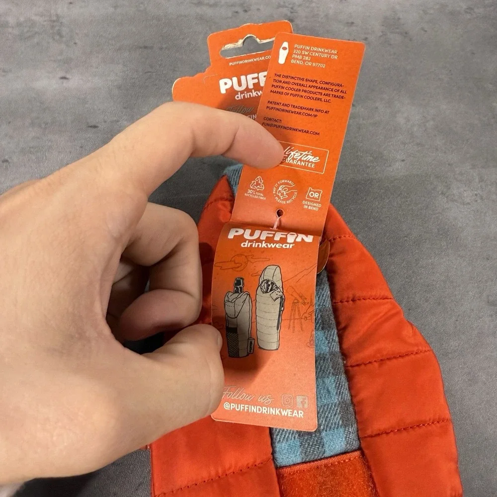 Puffin Drinkwear The OG Beverage Cooler Orange Sleeping‎ Bag Can Insulator New
